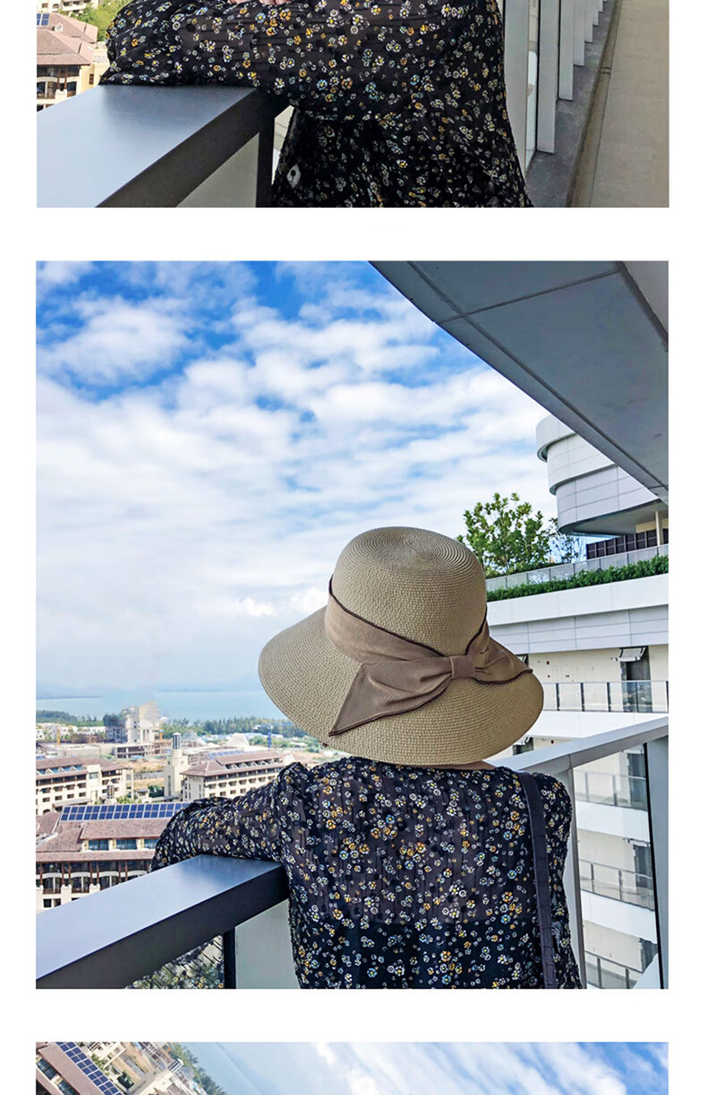 XUEXIMAN Women's Straw Hat Ins Style Summer Foldable Beach Hat Face Covering Sun Hat Bowknot Fisherman Hat Sunshade Hat Bucket Hat 11