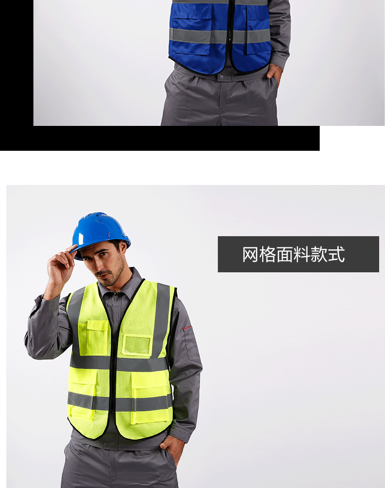 Zhuante Reflective Vest Multi-Pocket Customizable Logo Construction Worker Breathable Mesh Safety Jacket Fluorescent Yellow (No Print) [Jingcang Warehouse] 16