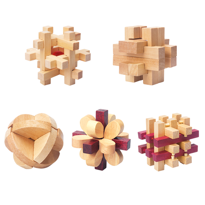 Lezhiyouwo Lu Ban Lock 5-piece set mortise and tenon blocks Kongming Lock children's educational toys for boys aged 3-6 birthday gift for 12-year-olds