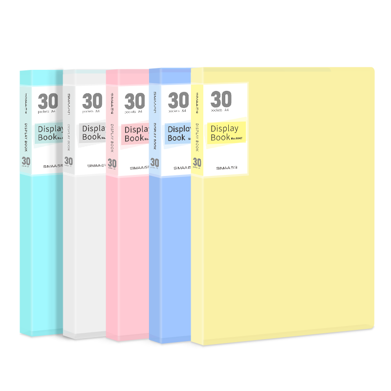 SIMAA A4/40-Page Colorful Document Folder, Loose-Leaf File Organizer, Document And Exam Paper Storage Pouch/Book, Office Supplies, Single Transparent Blue 6049