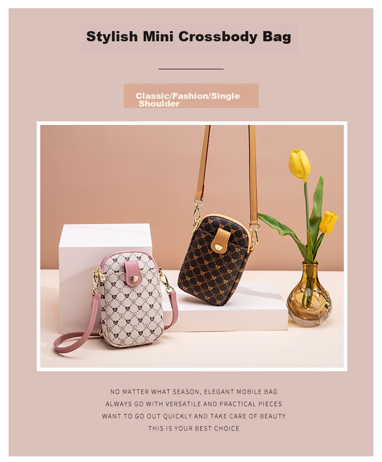 Bear Affection Women's Fashion Versatile Crossbody Bag 6.5-Inch Phone Shoulder Bag Trendy Valentine's Day New Year Gift 3