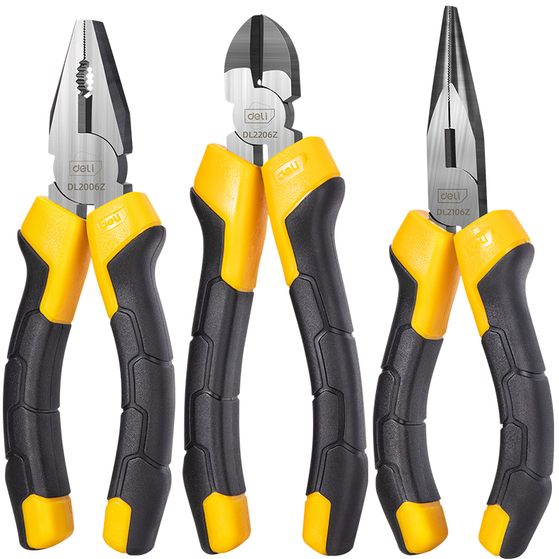 Deli Professional High-Hardness Pliers Set of 3, Wire Cutters, Needle-Nose Pliers, Electrician's Pliers, Household Use, Money-Saving