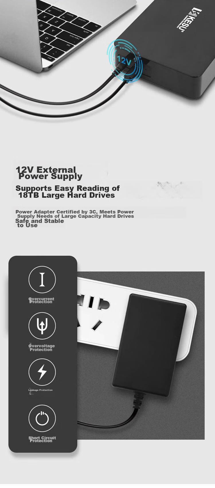 KESU 3TB 3.5-inch Desktop External Hard Drive High-Speed Type-C 3.1 Large Capacity Mechanical Hard Drive for Office and Home Storage 11