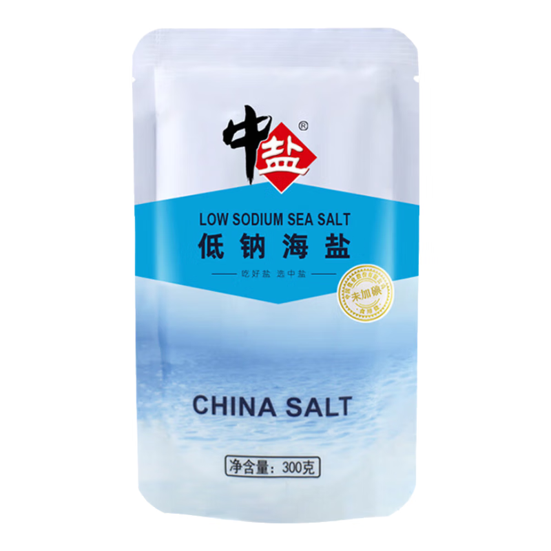 中盐 低钠海盐300g【未加碘】颗粒细腻 低钠更健康 吃好盐 选中盐