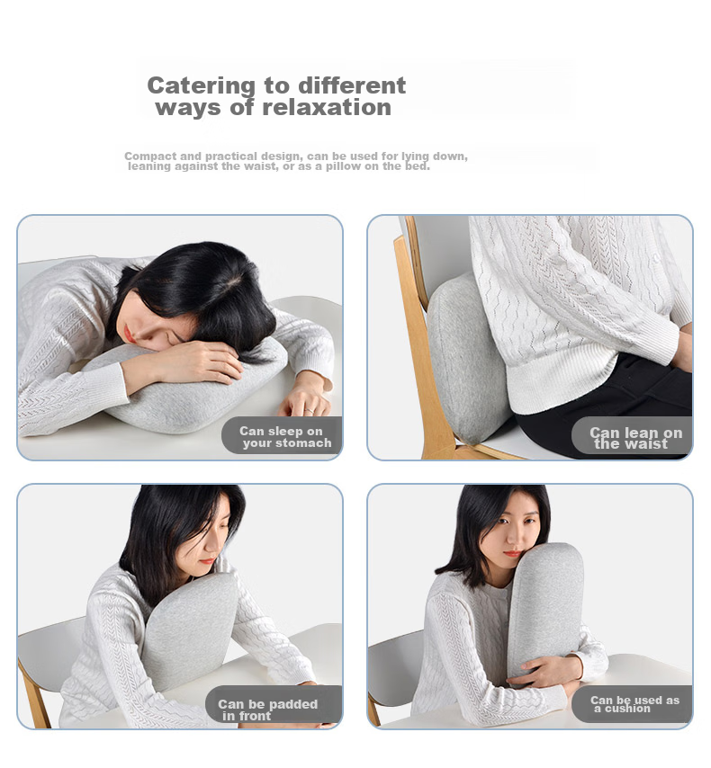 AVIVI Nap Pillow, Student Prone Sleeping Pillow, Office Nap Aid, Small Pillow, Lumbar Support Cushion, Children's Hugging Pillow, Ice Silk Style, Light Gray 6