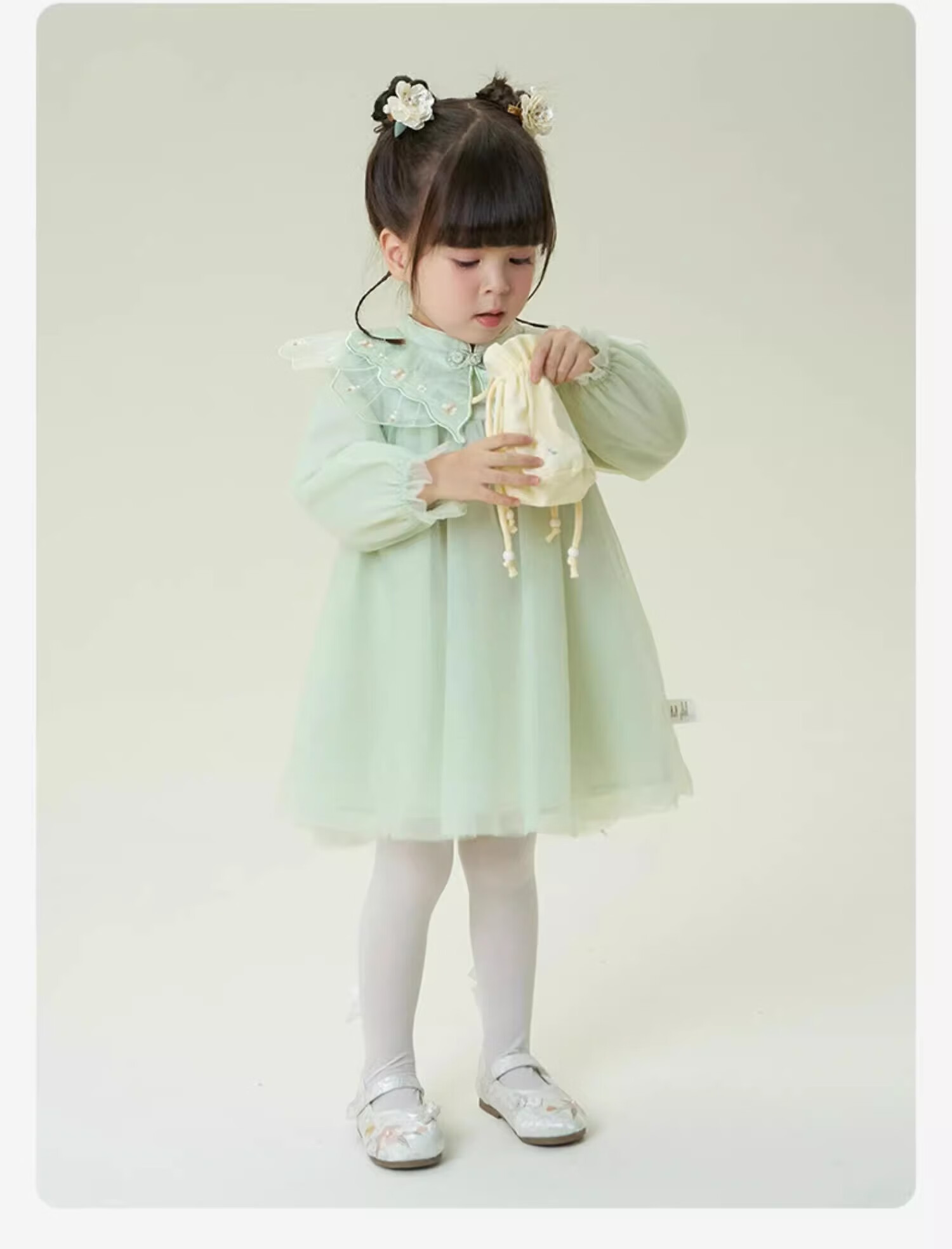 DAVE & BELLA Girls' Embroidered Shoes, Chinese Style Children's Hanfu Qipao Shoes, Frog Buttons, Spring And Autumn Season Girls' Shoes 11