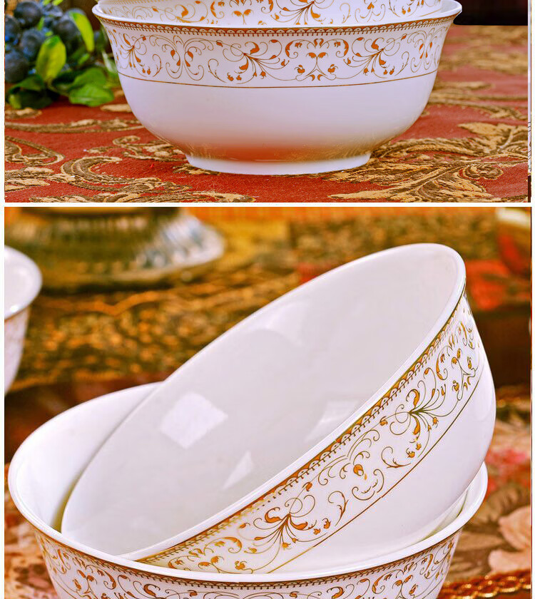 Haoya Jingdezhen 2025 Ceramic Bowl Set, Ceramic Household Rice Bowl, Gift-Giving Elegant, 6-Inch Noodle Bowl, Set of 4 7