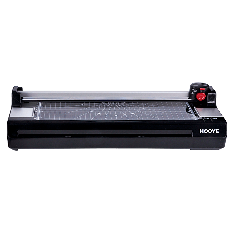 HOOYE A3/A4 Office Commercial Laminator, Photo Menu Tender Document Laminating Machine, Cold Laminating Hot Laminating Cutting Laminating Round Cornering Device 3885 Black