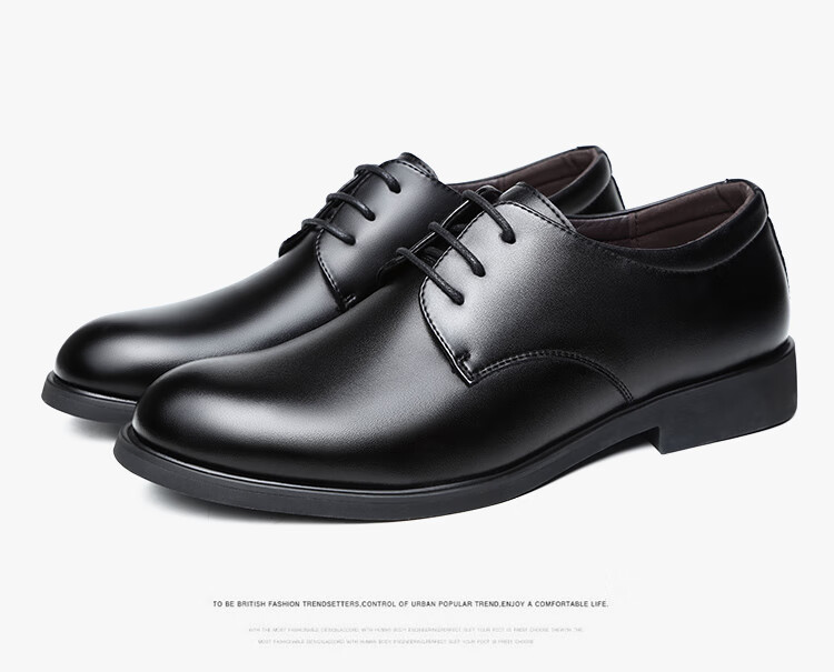 BEIOUTU Men's Lace-Up Formal Business Shoes, British Style Comfortable Work Commute Leather Shoes for Men, Size 40, Black, 178 10