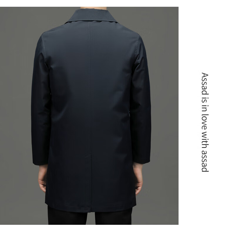 ROMON Men's Trench Coat, Spring And Autumn Business Casual Mid-Length Overcoat, Outerwear Jacket D-2021 Black XL 21