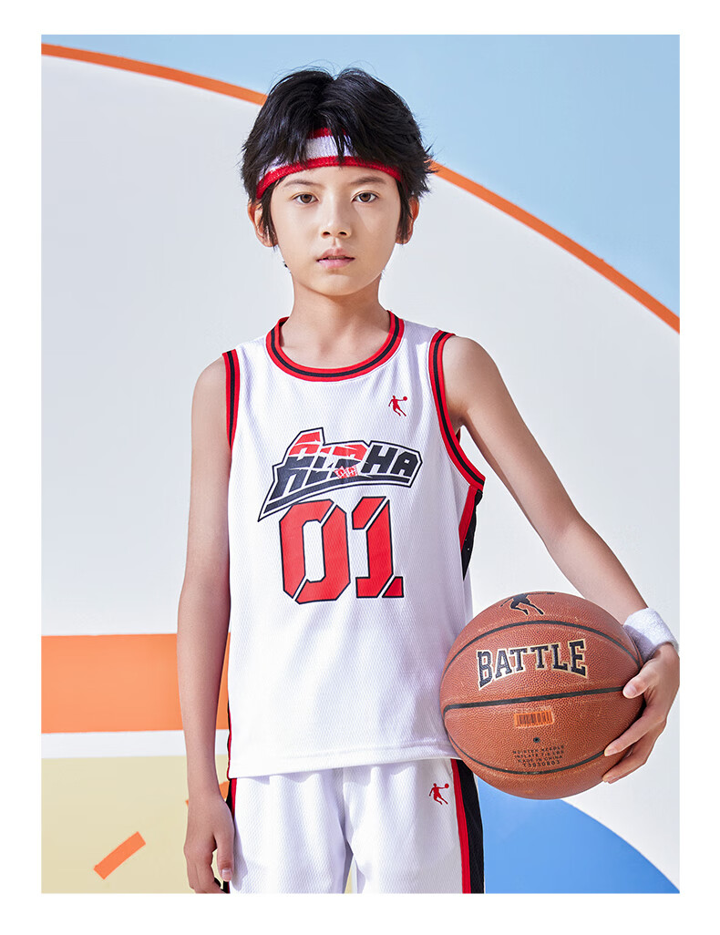 QIAODAN Boys' Basketball Set, Children's Full Size Summer Sports Two-Piece Set, Kids Training Uniform, Dawn Purple/Dawn Purple, Size 175 13