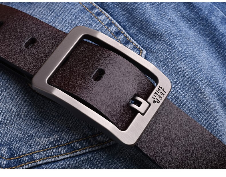 JEEP SPIRIT Men's Leather Belt, Business Casual Pin Buckle Waistband, Gift for Young And Middle-Aged Men, Husband Or Father's Day Present 8