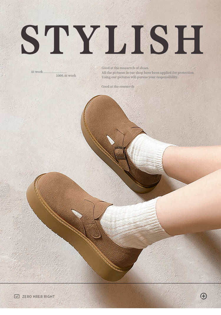 ZHR Bokeng Women's Shoes, Spring And Autumn Thick-Soled Heightening Casual Slip-On Loafers, JF98, Apricot Color, Size 40 1