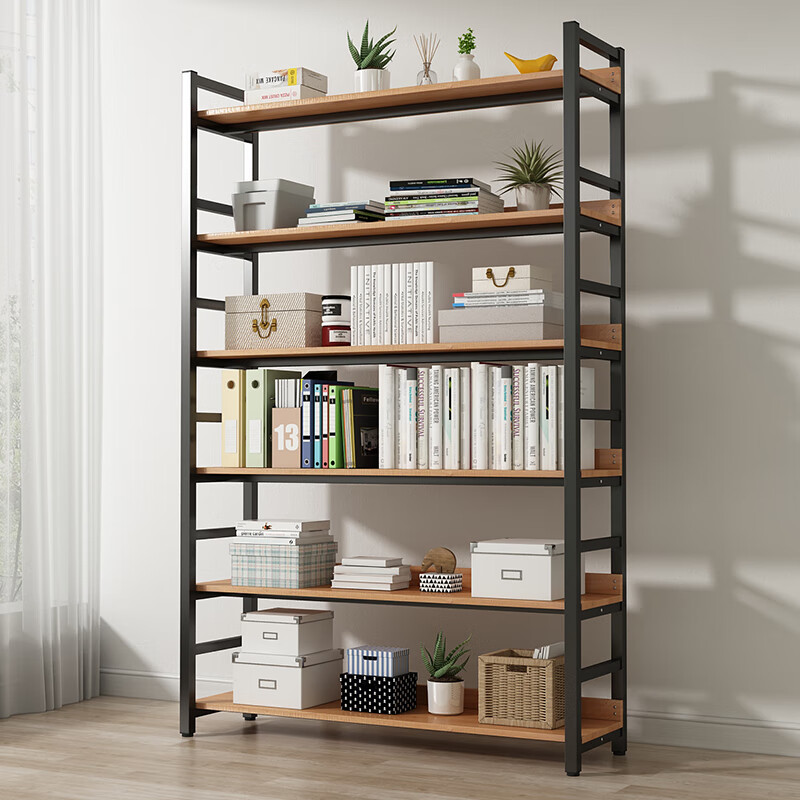 Milin Bookshelf Storage Rack, Floor-Standing Multi-Layer Organizer, Living Room Bookcase, Home Storage Shelf for Books, Simple Storage Unit, 6 Tiers, 120cm