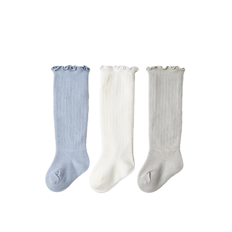 Niduoxiong Children's Socks, Baby Long Socks for Spring, Autumn And Winter, Newborn Over-Knee Socks, Breathable Cotton Socks, 3 Pairs Per Pack