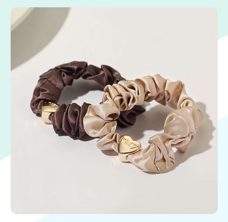 CHIMERA 2 Pieces Silk Hair Ties, Mulberry Silk Hair Bands, Hair Elastics, Hair Flowers, Hair Accessories for Women, Mid-Autumn Festival Gift 12