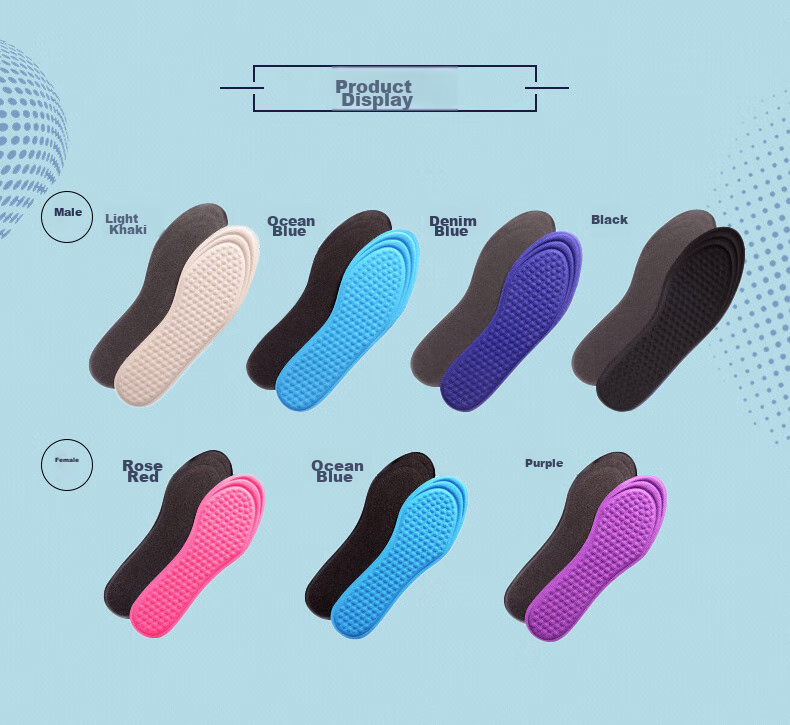 Eleft Hanfang Odor-Resistant, Non-Slip, Breathable Sports Insoles for Men And Women, Thin Antibacterial Shock-Absorbing (3 Pairs) Black Men's Style 11