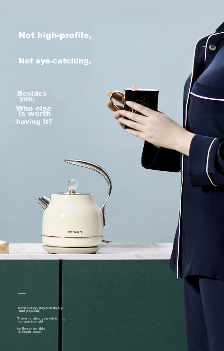 Buydeem Portable Electric Kettle for Home Use, Automatic All-In Design with 304 Stainless Steel, Auto Shut-Off, Stylish Hot Water Kettle K203 Light Pine Gree 6