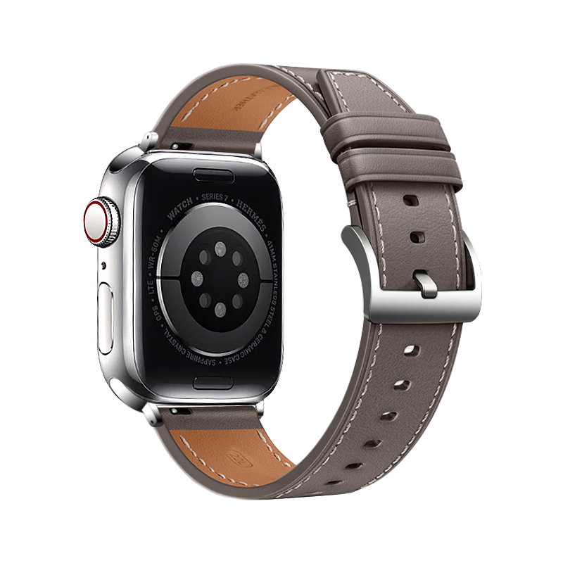 MSSM Leather Watch Band Compatible with Apple Watch Series 12/11/10/9/8/SE3/ultra4/3, Pin Buckle Genuine Leather Strap, Elephant Gray, 44-49mm