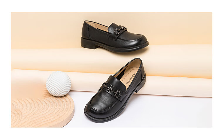 SPIDER KING Loafers for Women, Thick-Soled Horse Bit Buckle, Soft-Soled Casual Shoes, Slip-On, British Style Versatile Leather Shoes, Black, Size 36 11