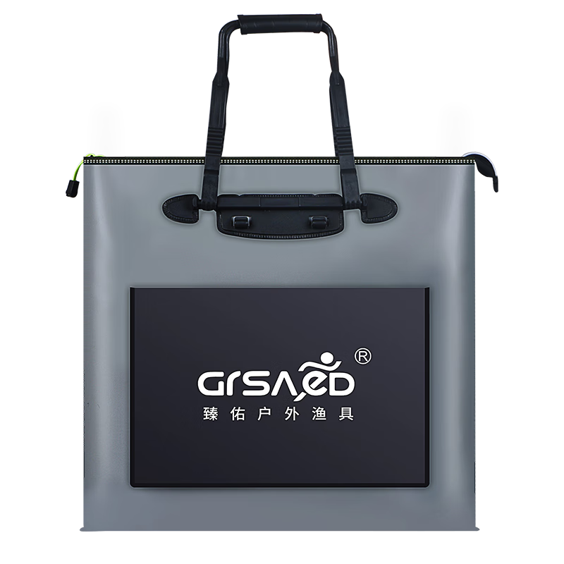 Grsaed Fishing Tackle Bag, Handheld with Long Handle 43cm, Multifunctional Waterproof Lightweight Fishing Bag, Thickened Wear-Resistant Storage Live Fish Bucket, Fishing Accessories with Side Pocket, Gray