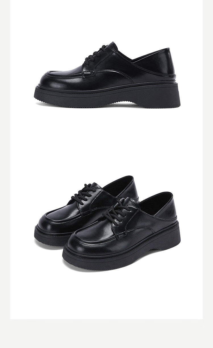 DAPHNE Thick-Soled Loafers for Women, 2026 Spring New British Style Black Leather Shoes, Versatile Flats, Women's Footwear, Black, Size 36 10