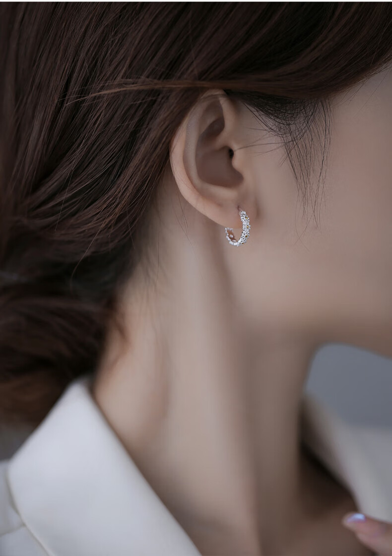 Dijing Wheat Ear Studs Women's 925 Silver Earrings Hoop High-End Elegant Ear Accessories Ear Clips Christmas Gift 10