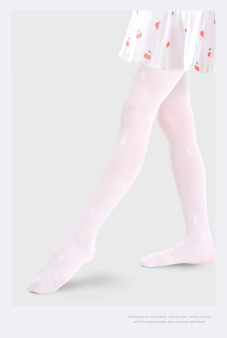 Barbie Children's Tights, Summer Thin Style, Girls' Ultra-Thin Stockings, Mosquito-Proof Socks, Base Layer Socks, Little Rabbit White + Little Bear Yellow, L 9