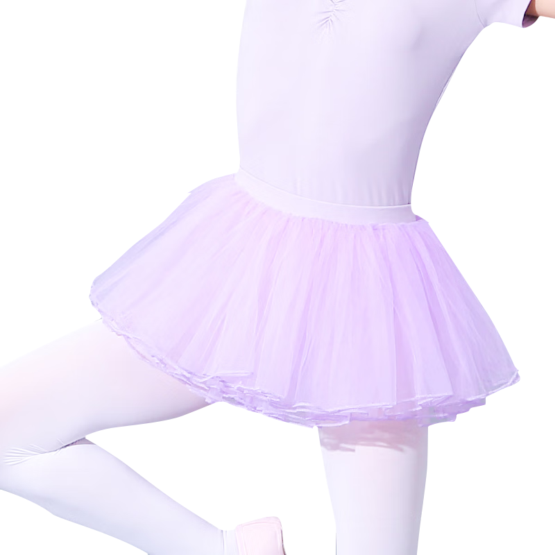 Zhiyouban Children's Dance Skirt, Girls' Ballet Dance Skirt, Half-Net Tulle, Cheerleading Performance Costume, Short Dancing Skirt, Purple, M