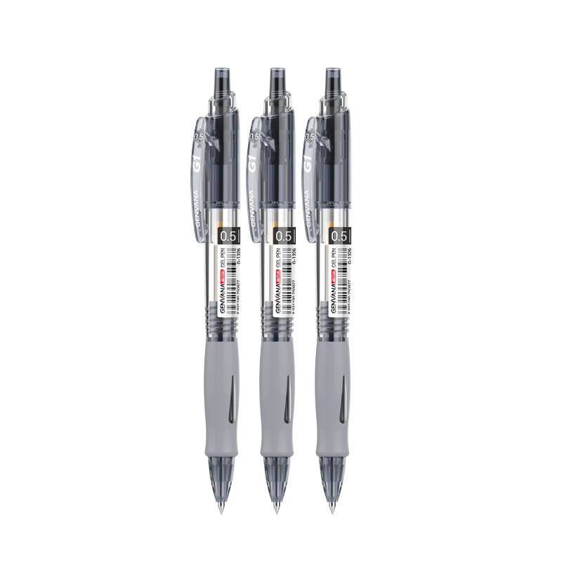 Genvana [12 Retractable] 0.5mm Black Gel Pen Comfortable Writing Push-Button Classic Bullet Tip Signing Pen for Training Exams And Office Use G-1326