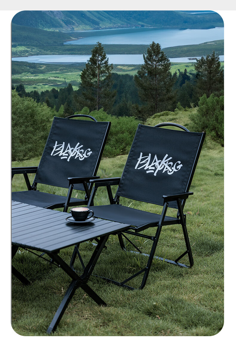 Black Dog Kmit Folding Chair, Single Seat Outdoor Chair with Backrest, Portable Lounge Chair for Leisure Fishing And Beach, Director Chair, Night Black 4