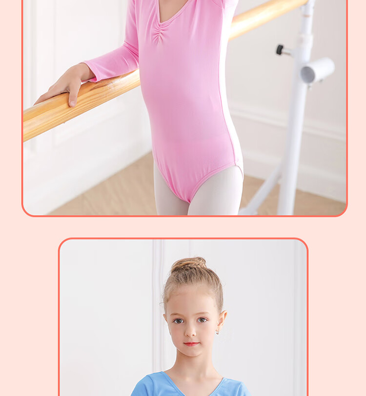 Aiwuge Children's Dance Leotard, Girls' Ballet Practice Outfit, Long-Sleeve One-Piece Dance Costume for Girls, Exam Uniform, Size 130 13