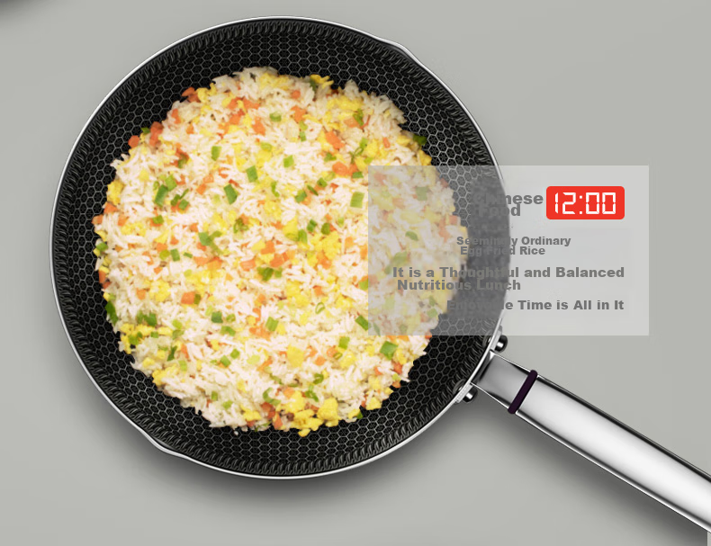 KBH 316L Stainless Steel Frying Pan, Non-Stick Pan, 30cm, Suitable for Home Use with Gas Stove Or Induction Cooker 5