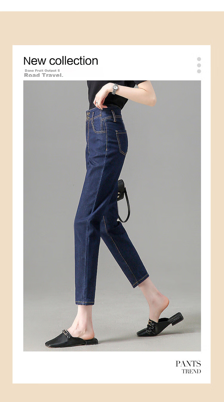 Dme Youthful Long-Legged High-Waisted Double-Button Women's Pants, Blue, Size 27 2