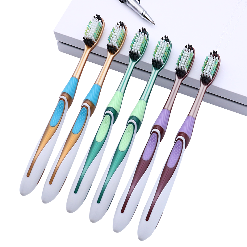 Jianruyun Medium-Hard Bristle Toothbrush, Medium Bristles, Large Head, 6 Individually Wrapped, for Men And Women, Adult Home Use, Random Color