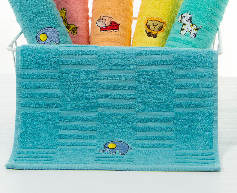 Grace Pure Cotton Towels, 5-Pack, Xinjiang Cotton Grade A, Children's Face Towels, Soft Cartoon Baby Wipes for Home And Sports Use 9
