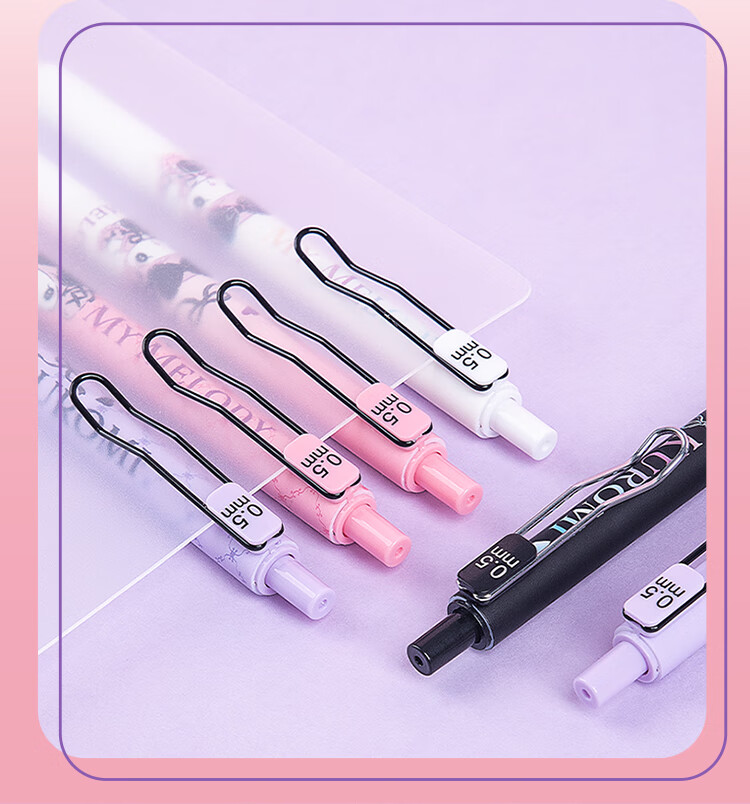 GuangBo Sanrio Gel Pens, 6 Retractable 0.5mm ST Tip Pens for Students' Exams And Writing, Black, Kuromi Design, High Aesthetic Value, Back-To Stationery, KT82028 5