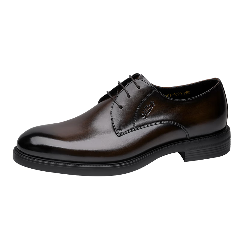Goldlion [Spring And Summer Refresh] Men's Formal Fashion Business Leather Shoes, Comfortable Derby Shoes G502740432CCA Brown Size 38