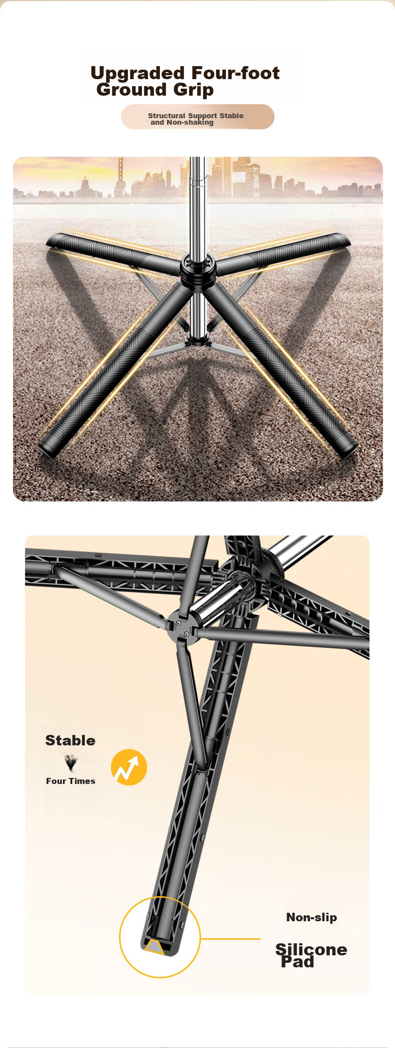 SelfieShow [Newly Upgraded Ultra-Stable 1.8-Meter Four-Legged Stand] Selfie Stick, Floor-Standing Anti-Shake, 360° Rotation, Multifunctional Outdoor Live Streaming Selfie Vlog Tool, Suitable for DJI Pocket 3 3