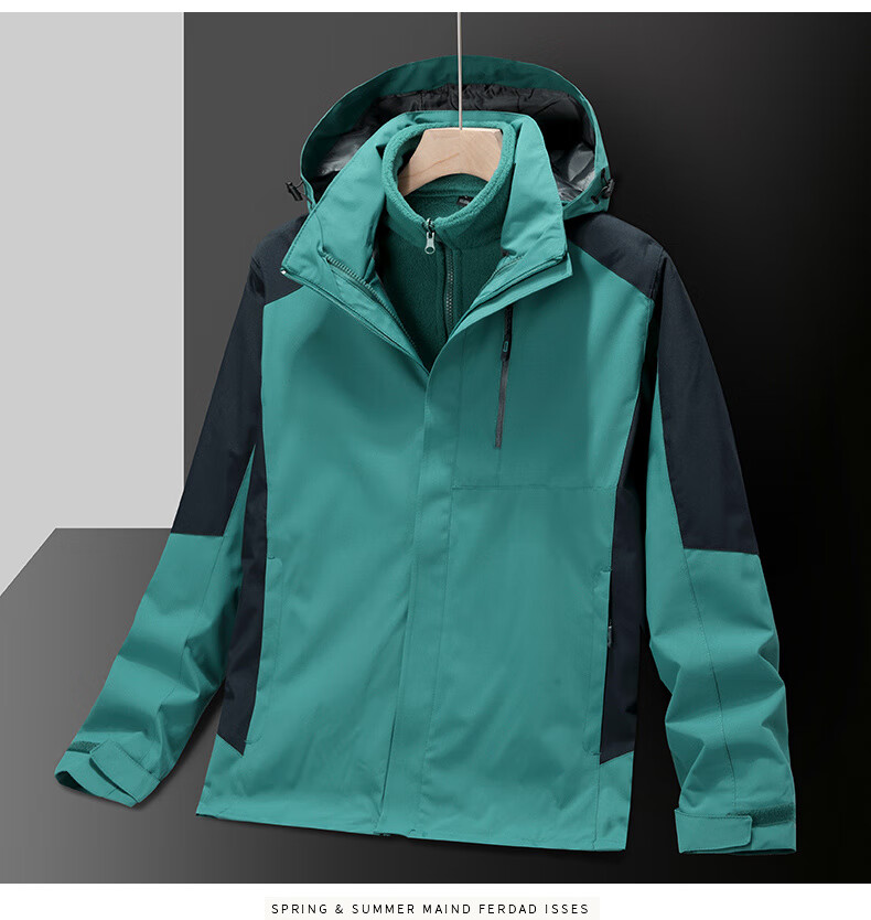 JEEP SPIRIT Men's Windbreaker Jacket for Spring, Autumn And Winter Three-In Outdoor Sports Coat Black And White Color Size L 14