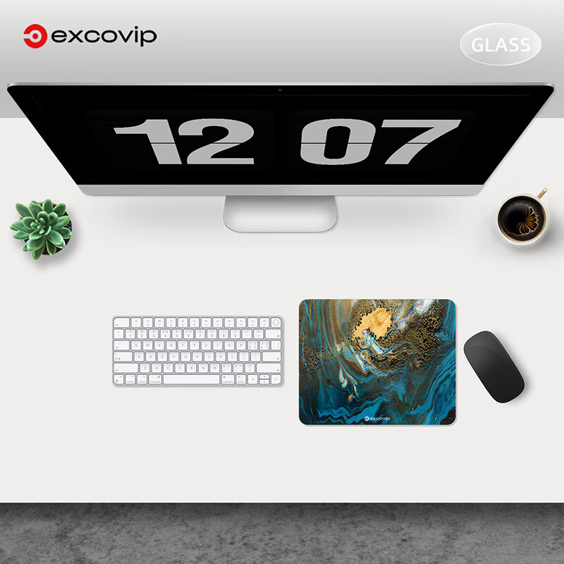 EXCO Glass Mouse Pad, Photovoltaic Professional E-Sports Gaming Mouse Pad, Hard Colorful Pad, Computer Office Laptop Small And Medium Size 250*200mm, Gold Marble 0094 12
