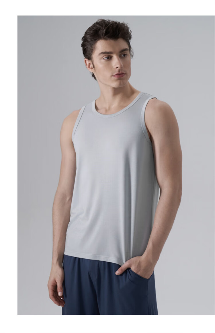Maniform Men's Modal Round Neck Cooling Vest, Wearable As Outerwear Or Undershirt, Fitness Tank Top 3