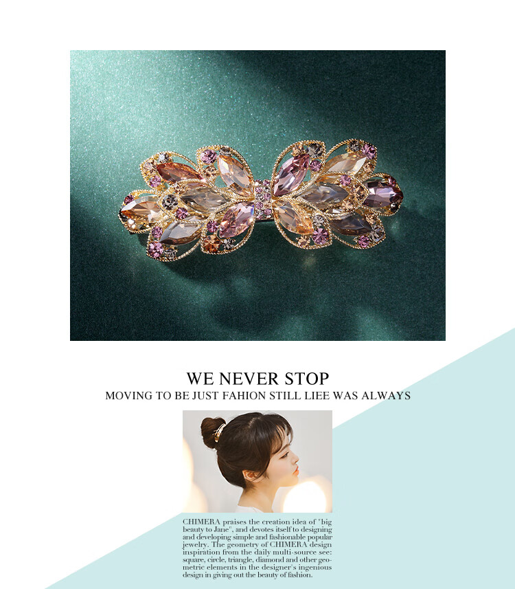 CHIMERA High-End Crystal Hair Clip for Women, Elegant Barrette, Back of Head Spring Clip, Straight Clip, Mid-Autumn Festival Gift 1