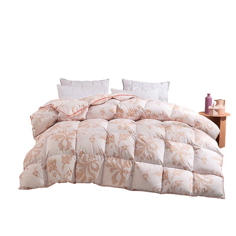 LOVO Class A 95% White Goose down Comforter, Antibacterial Spring And Autumn Quilt, 400g Filling, 150*215cm, Floral Pattern, for Student Dormitory