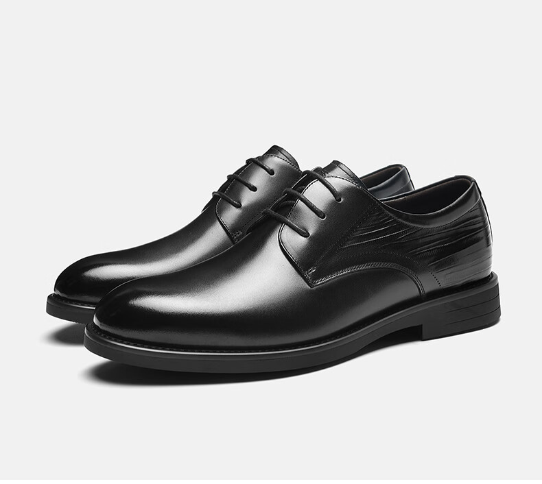 HLA Men's Business Casual Shoes First Layer Cowhide Formal Shoes British Style Black 38 23
