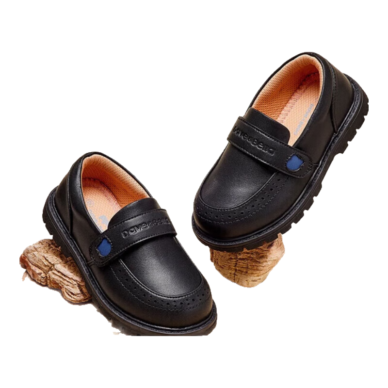 DAVE & BELLA [Celebrity Style] Children's Leather Shoes, Boys' Black Dress Shoes, Performance Shoes for Girls, Spring And Autumn Footwear