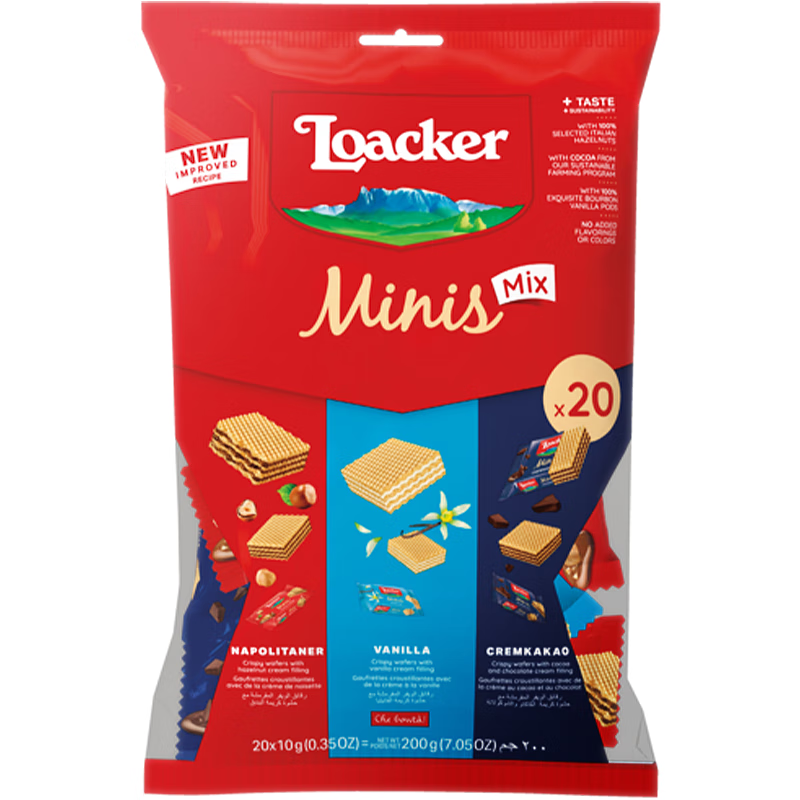 莱家loacker迷你威化饼干混合口味200g进口零食下午茶小吃休闲食品