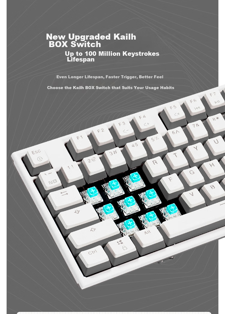 Hyeku X5 Pro Wireless Bluetooth Wired Tri-Mode Keyboard, Five-Port Hot-Swappable, 108 Keys, PBT Keycaps, Black Forest Mousse, Kailh BOX, Lava Gold Switches 6