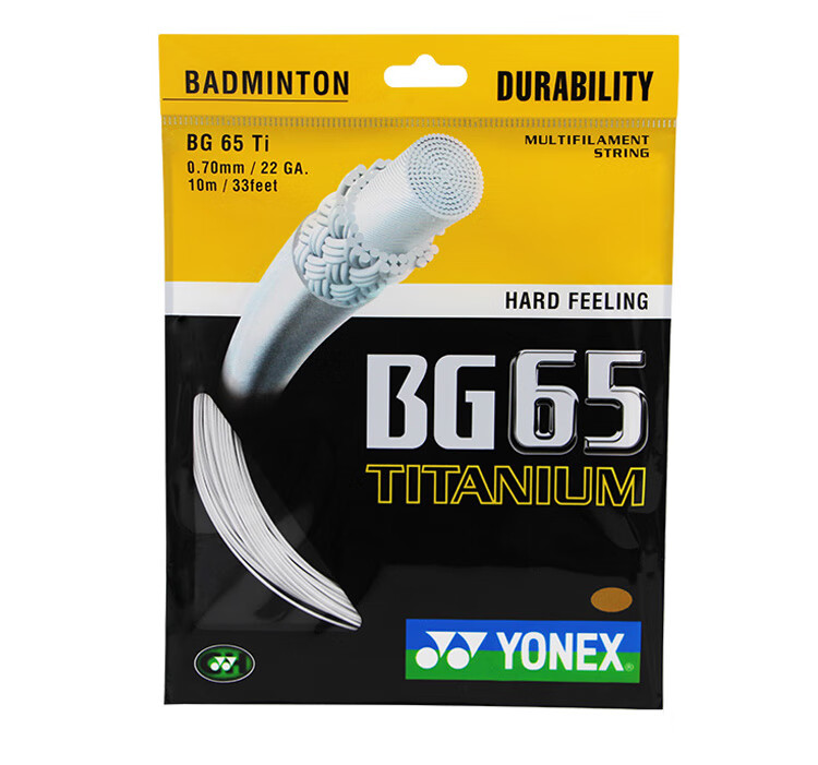 YONEX Badminton String, Durable High-Tension Competition And Training Strength Type, BG65Ti-011, White 10