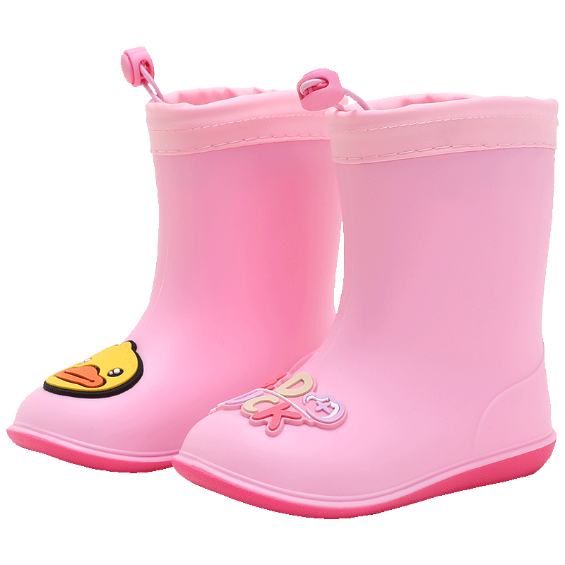 B.Duck Children's All-Season Rain Boots, Boys And Girls Toddler Elastic Ankle Boots, Rain Shoes, 5911 Pink, Size 30